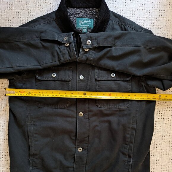 WOOLRICH Chore Barn Jacket Black Sherpa Lined Cotton Canvas Shell Men's M/L - Picture 3 of 9